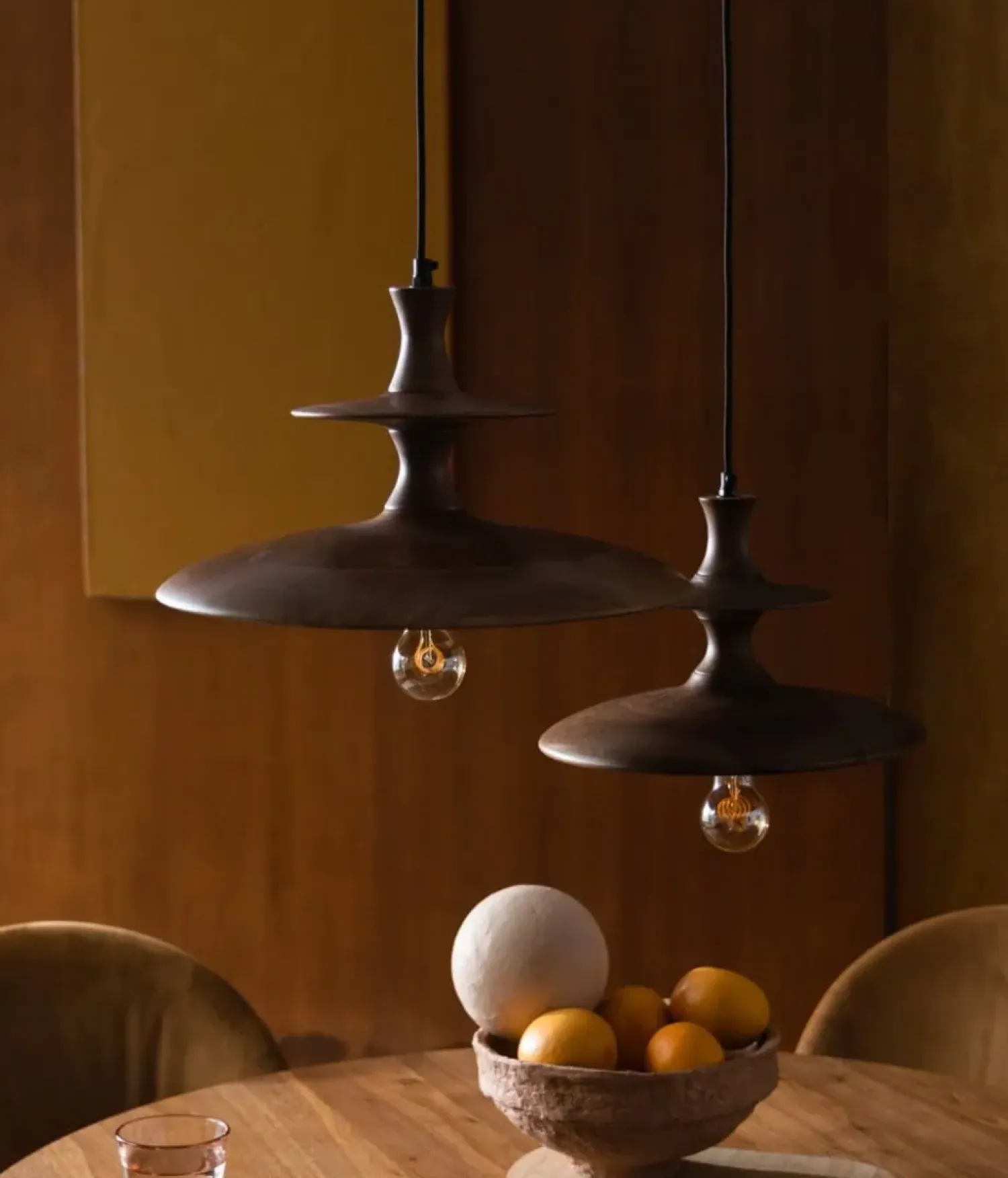 Dutchbone Hanglampen|Cath 1-lichts Hanglamp Small Walnoot