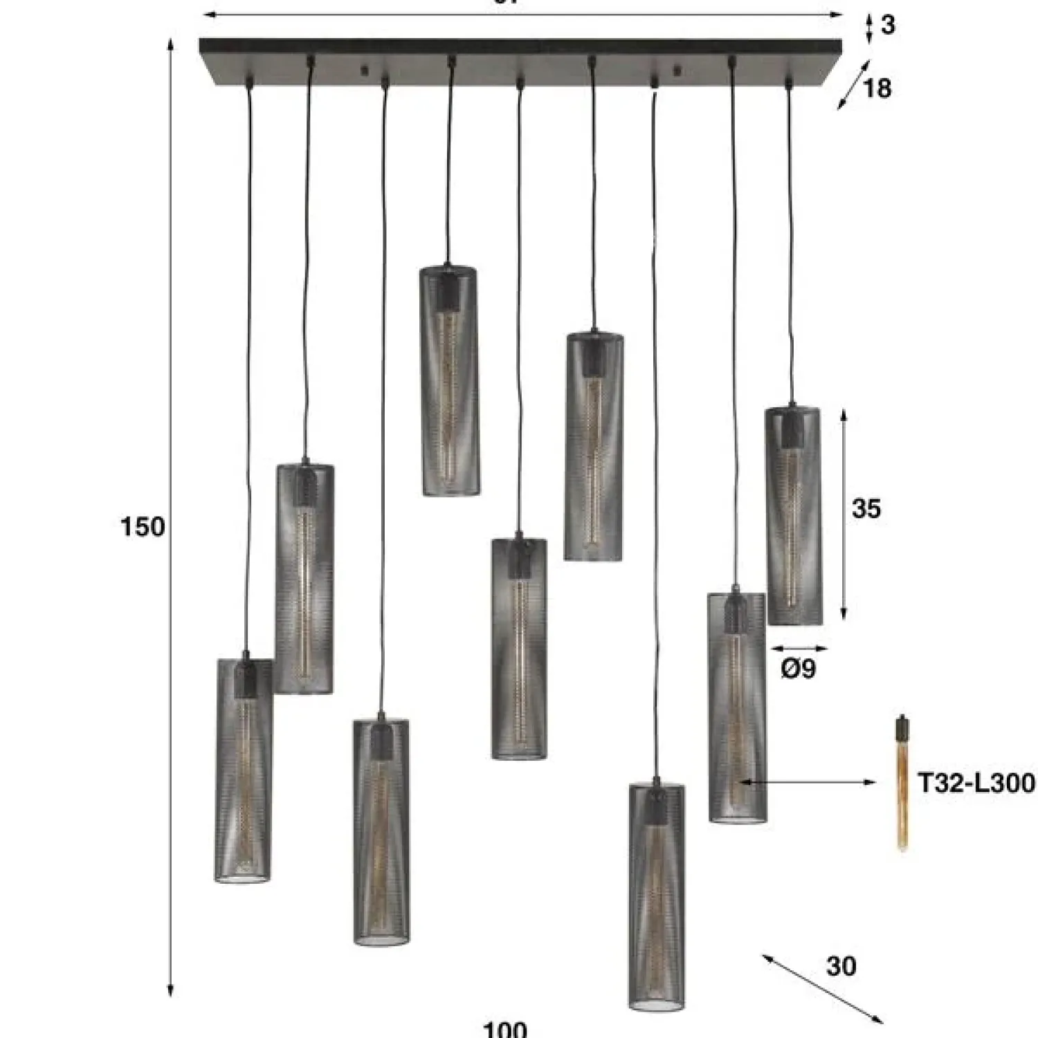 By Boo Hanglampen|Celeste Hanglamp 9-lichts Metaal