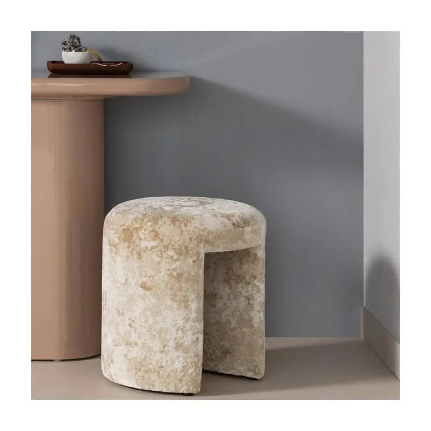 WOOOD Krukjes|Charlie Kruk rond Beige 45cm