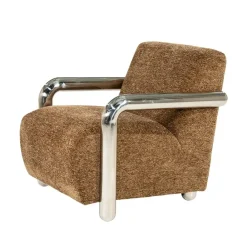 By Boo Fauteuils|Chromette Fauteuil Bruin met chrome