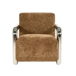 By Boo Fauteuils|Chromette Fauteuil Bruin met chrome