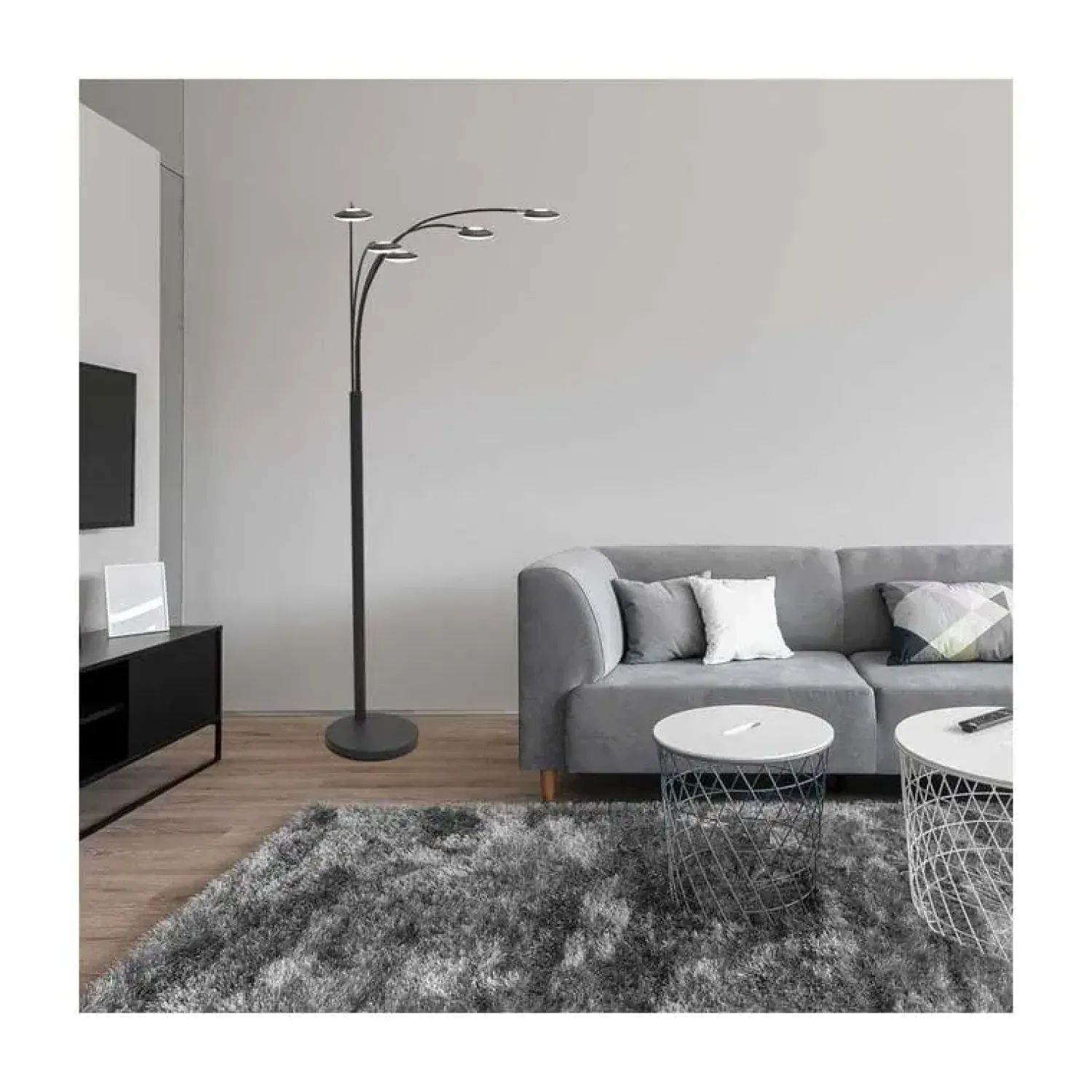 Steinmex Booglampen|Vloerlampen|Cinco 5-lichts Vloerlamp Zwart