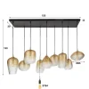 Kalfort Hanglampen|Glazen Hanglamp|Claude 9-lichts Hanglamp Amberkleurig glas