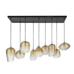 Kalfort Hanglampen|Glazen Hanglamp|Claude 9-lichts Hanglamp Amberkleurig glas