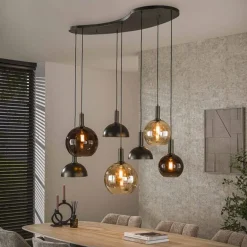 Steinmex Hanglampen|Glazen Hanglamp|Clemenza 7-lichts Hanglamp Bruin/Amber