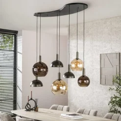 Steinmex Hanglampen|Glazen Hanglamp|Clemenza 7-lichts Hanglamp Bruin/Amber