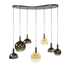 Steinmex Hanglampen|Glazen Hanglamp|Clemenza 7-lichts Hanglamp Bruin/Amber