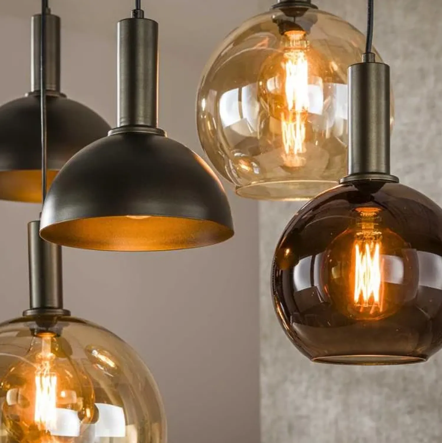 Steinmex Hanglampen|Glazen Hanglamp|Clemenza 7-lichts Hanglamp Bruin/Amber