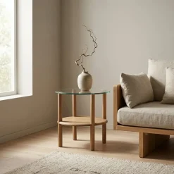 Eleonora Bijzettafels|Cleo Bijzettafel Lichtbruin 50cm