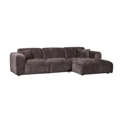 WOOOD Loungebanken|Cloud Chaise longue bank rechts chenille bruin