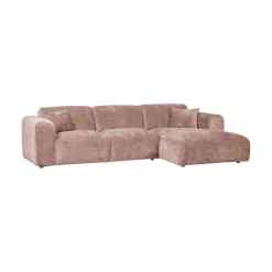 WOOOD Loungebanken|Cloud Chaise longue bank rechts chenille taupe/roze