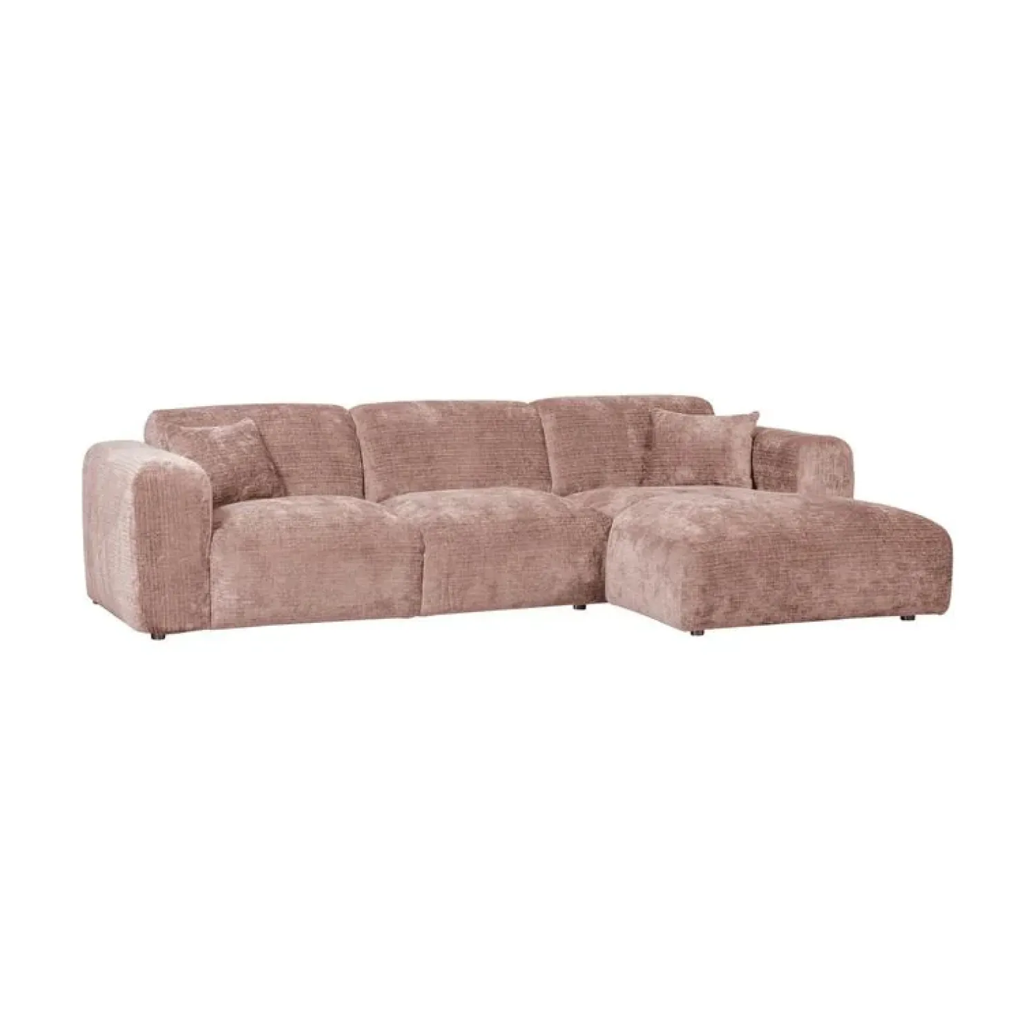 WOOOD Loungebanken|Cloud Chaise longue bank rechts chenille taupe/roze