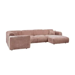 WOOOD Hoekbanken|Cloud Hoekbank links geweven chenille taupe/roze