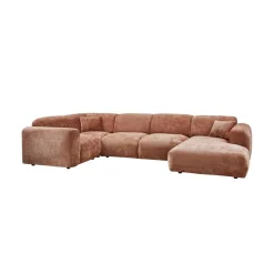 WOOOD Hoekbanken|Cloud Hoekbank links geweven chenille terracotta