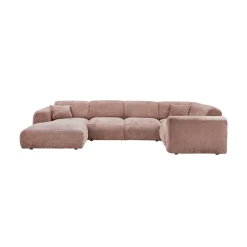 WOOOD Hoekbanken|Cloud Hoekbank rechts geweven chenille taupe/roze