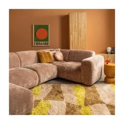 WOOOD Hoekbanken|Cloud Hoekbank rechts geweven chenille taupe/roze