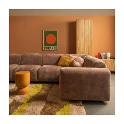 WOOOD Hoekbanken|Cloud Hoekbank rechts geweven chenille taupe/roze