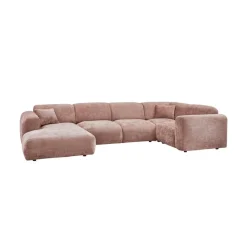 WOOOD Hoekbanken|Cloud Hoekbank rechts geweven chenille taupe/roze