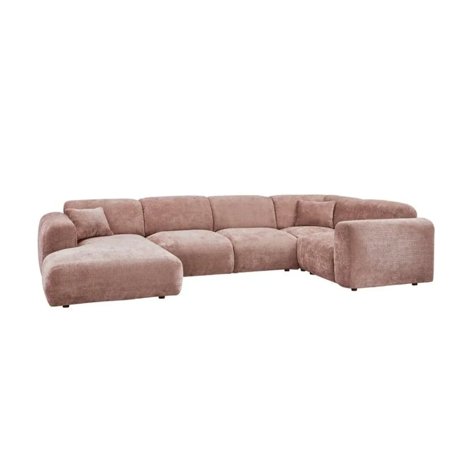 WOOOD Hoekbanken|Cloud Hoekbank rechts geweven chenille taupe/roze