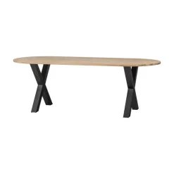WOOOD Eettafels|Combi-tablo Eettafel ovaal eiken X-poot 220 cm
