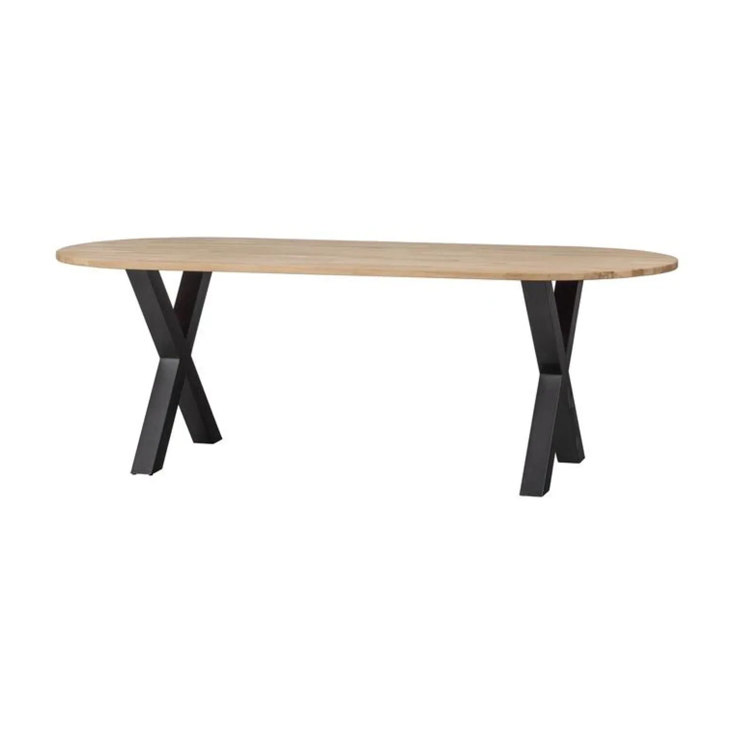 WOOOD Eettafels|Combi-tablo Eettafel ovaal eiken X-poot 220 cm