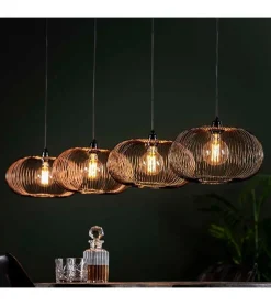 Kalfort Hanglampen|Conli 4-lichts hanglamp zwart / koper