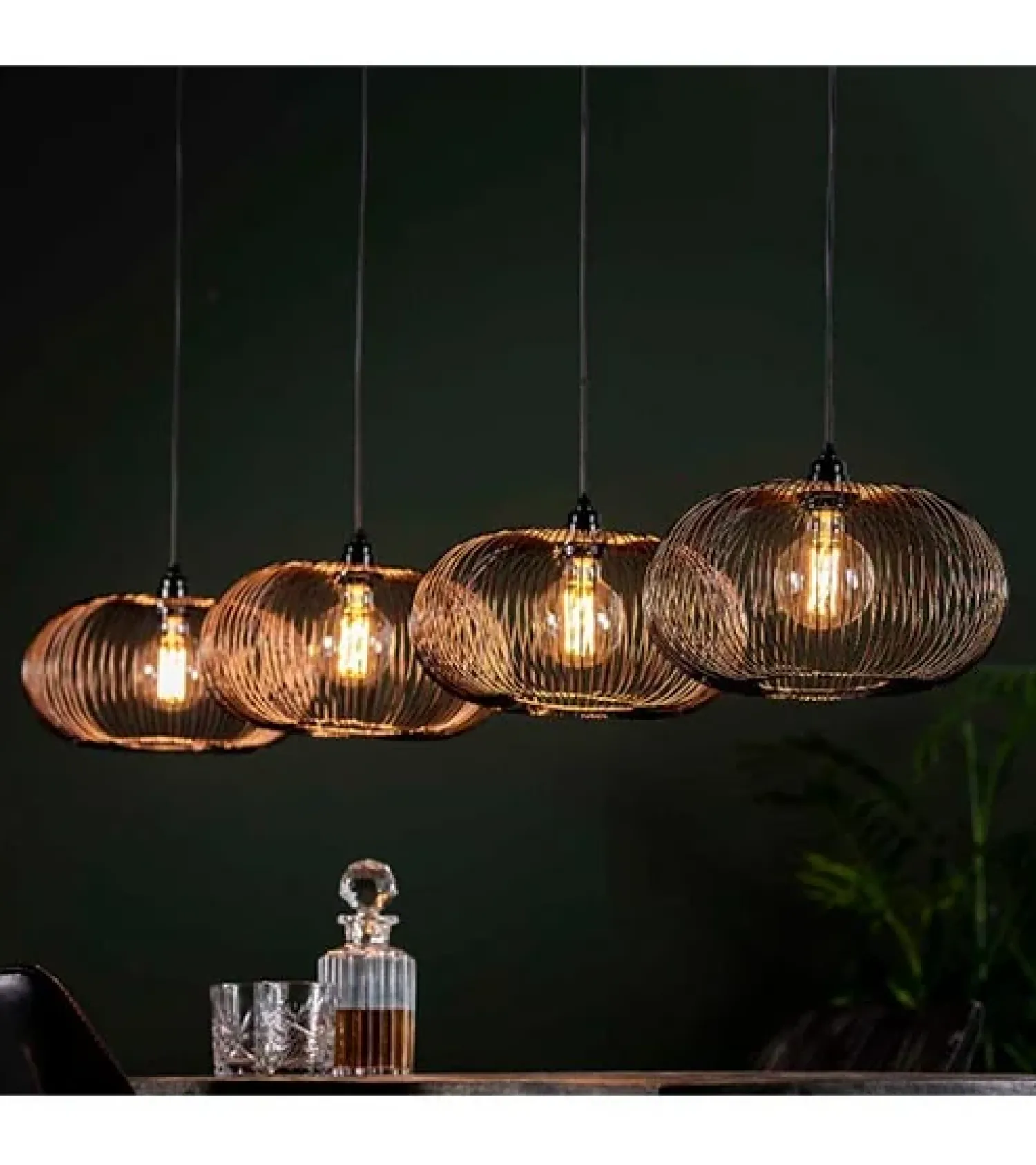 Kalfort Hanglampen|Conli 4-lichts hanglamp zwart / koper