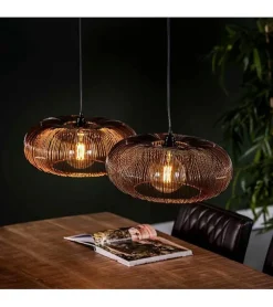 Kalfort Hanglampen|Conli 2-lichts hanglamp zwart nikkel/ koper