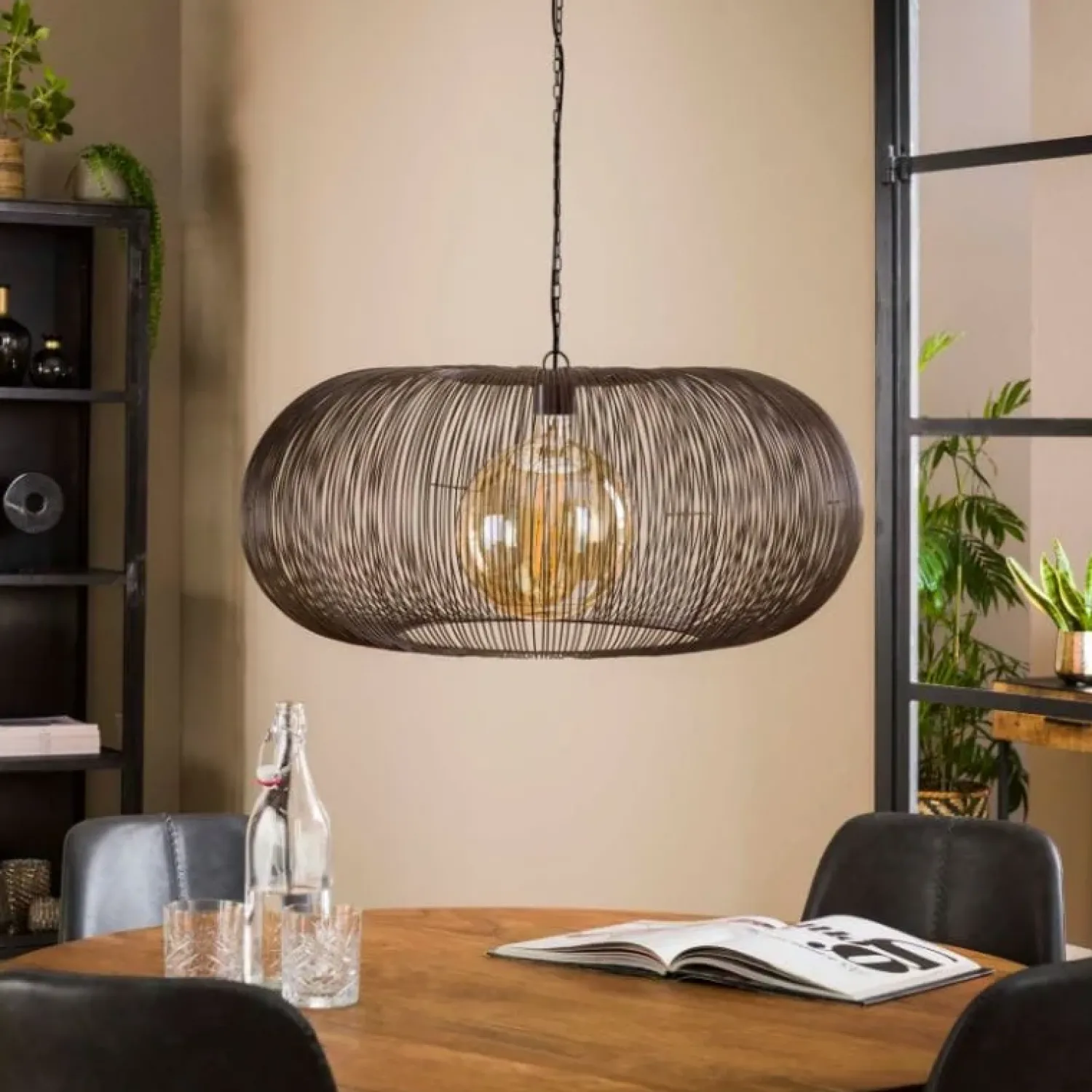 Kalfort Hanglampen|Conli 1-lichts hanglamp zwart nikkel/ koper