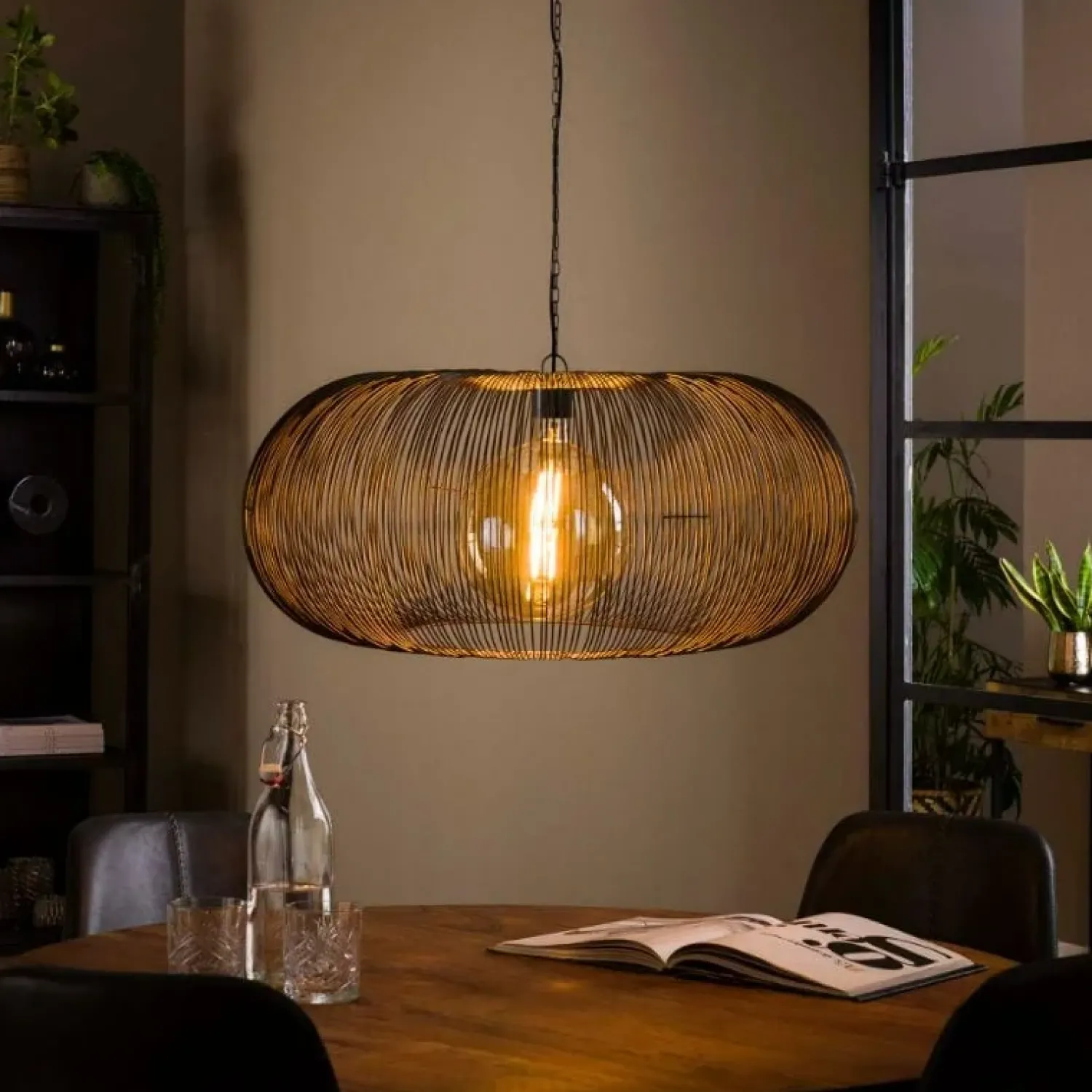 Kalfort Hanglampen|Conli 1-lichts hanglamp zwart nikkel/ koper