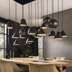 Kalfort Hanglampen|Conor 18-lichts Hanglamp XXL zwart