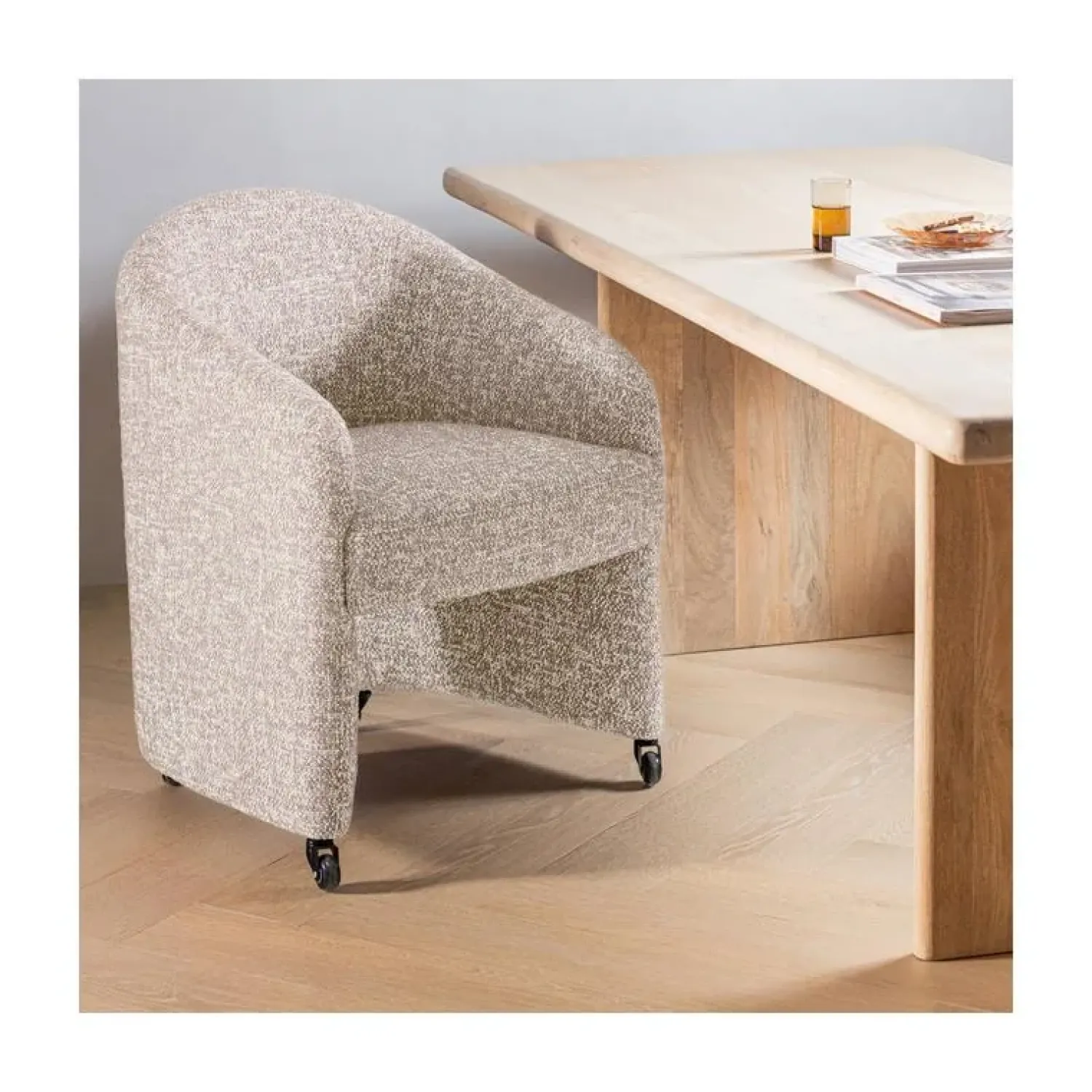 WOOOD Eetkamerstoelen|Cordo Eetkamerstoel Met wielen Naturel