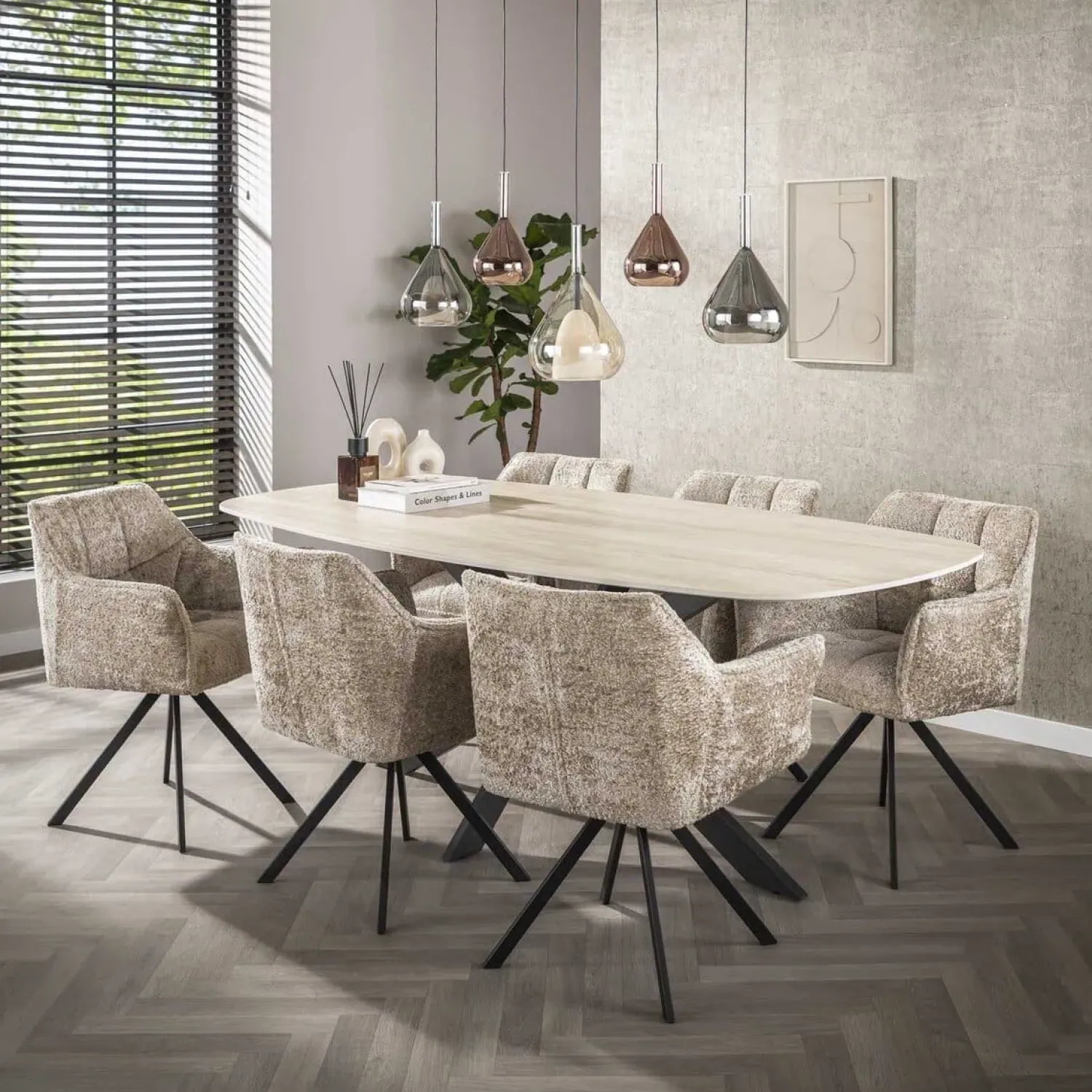 Kalfort Hanglampen|Glazen Hanglamp|Corrado 5-lichts Hanglamp Meerkleurig