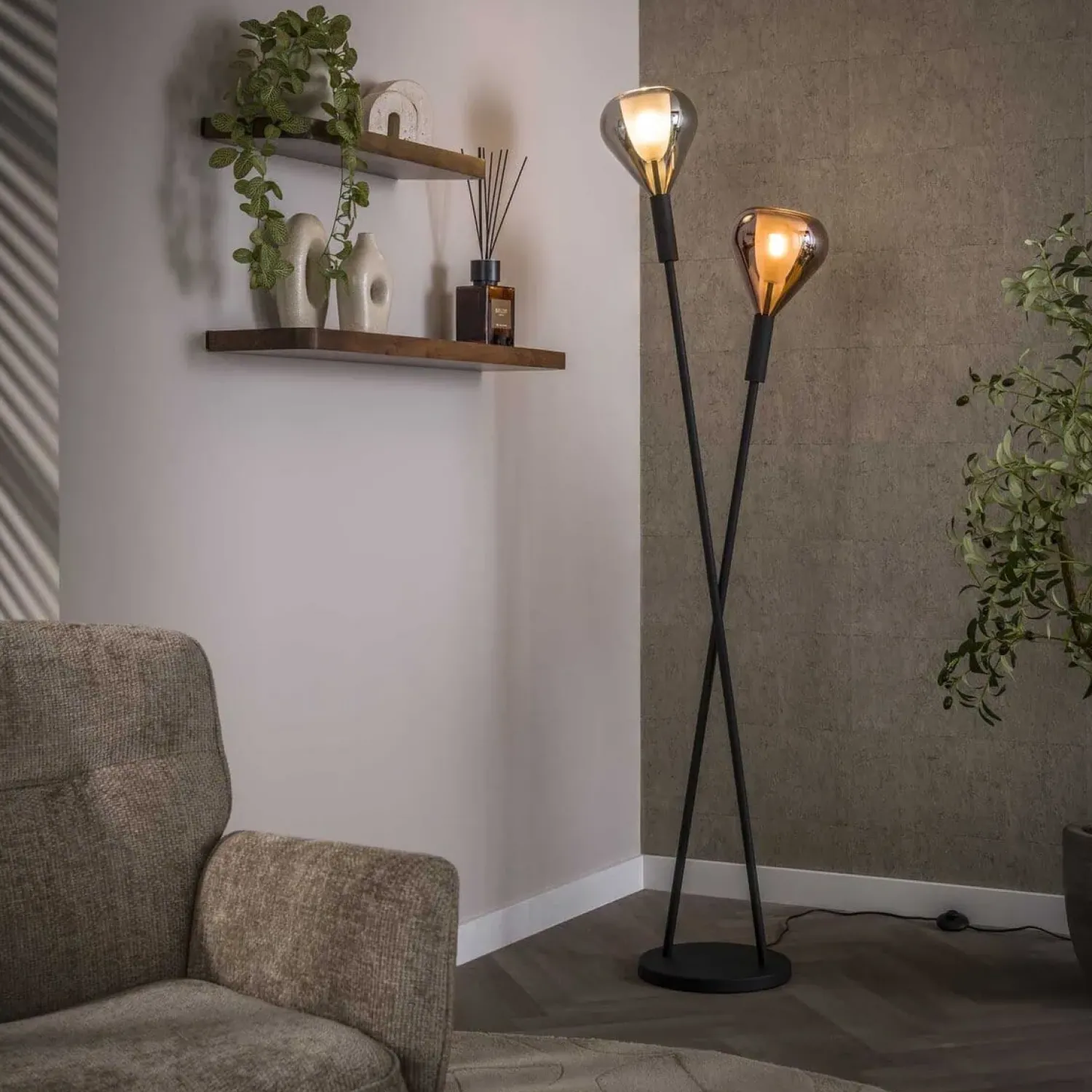 Kalfort Vloerlampen|Corrado 2-lichts Vloerlamp Meerkleurig