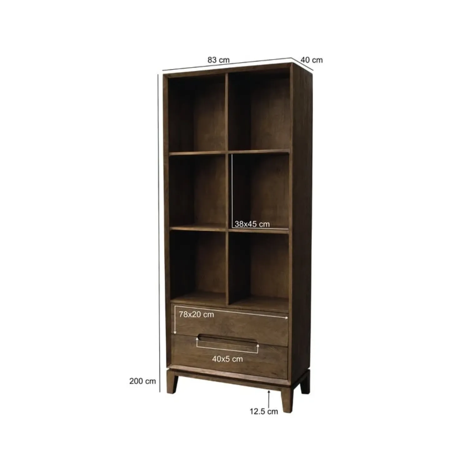 Livingfurn Vakkenkasten|Industriele Kasten|Cortez Vakkenkast walnoot 83 cm