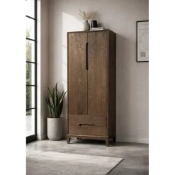 Livingfurn Wandkasten|Industriele Kasten|Cortez Wandkast 2 deurs 2 lades walnoot 75cm