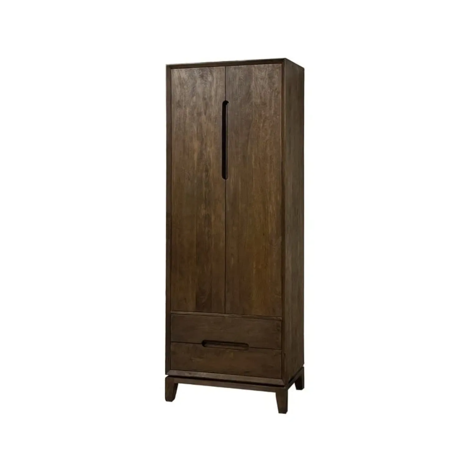 Livingfurn Wandkasten|Industriele Kasten|Cortez Wandkast 2 deurs 2 lades walnoot 75cm