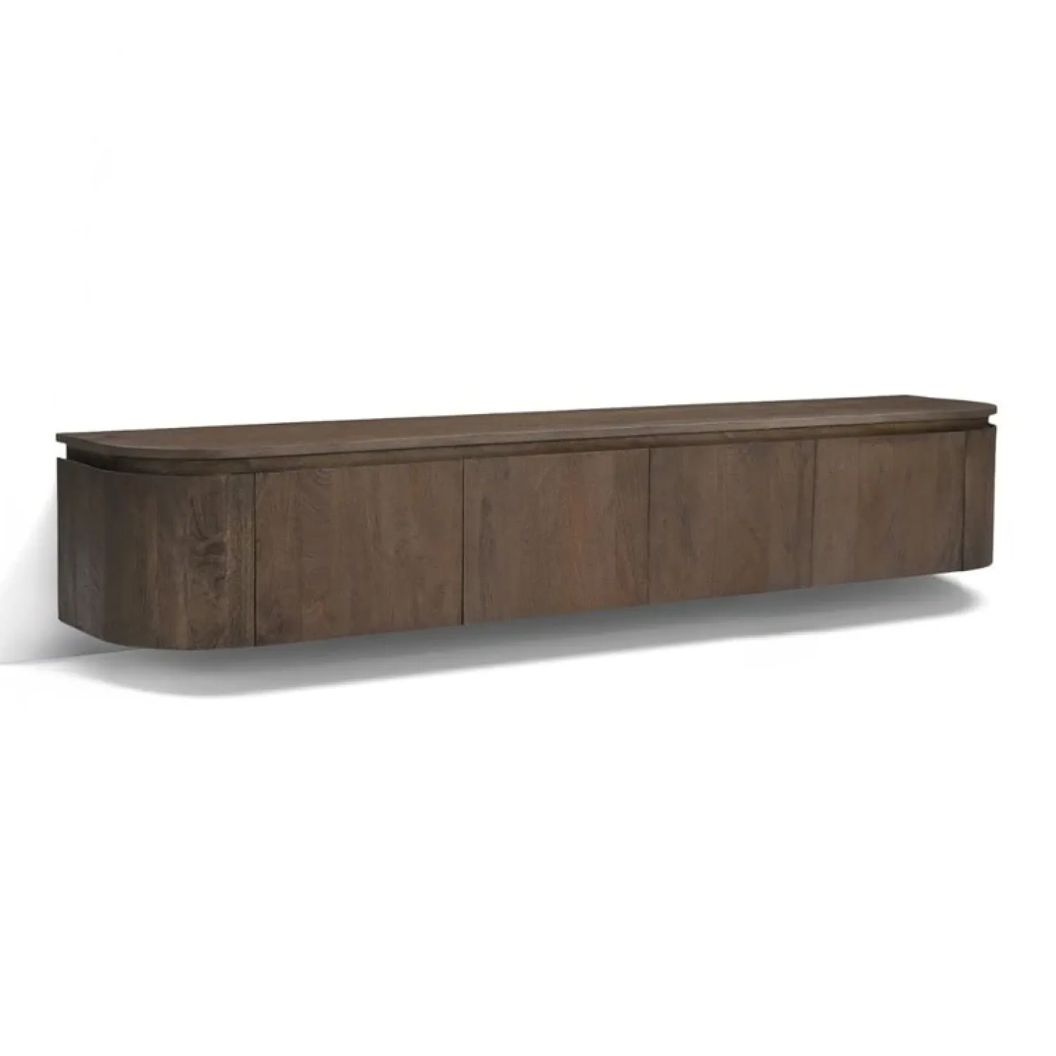 Livingfurn Industriele Kasten|Tv Meubels|Cortez Zwevend Tv meubel rond walnoot 180cm