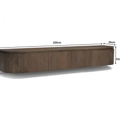 Livingfurn Industriele Kasten|Tv Meubels|Cortez Zwevend Tv meubel rond walnoot 220cm