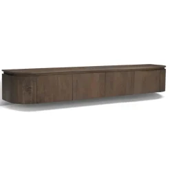 Livingfurn Industriele Kasten|Tv Meubels|Cortez Zwevend Tv meubel rond walnoot 220cm