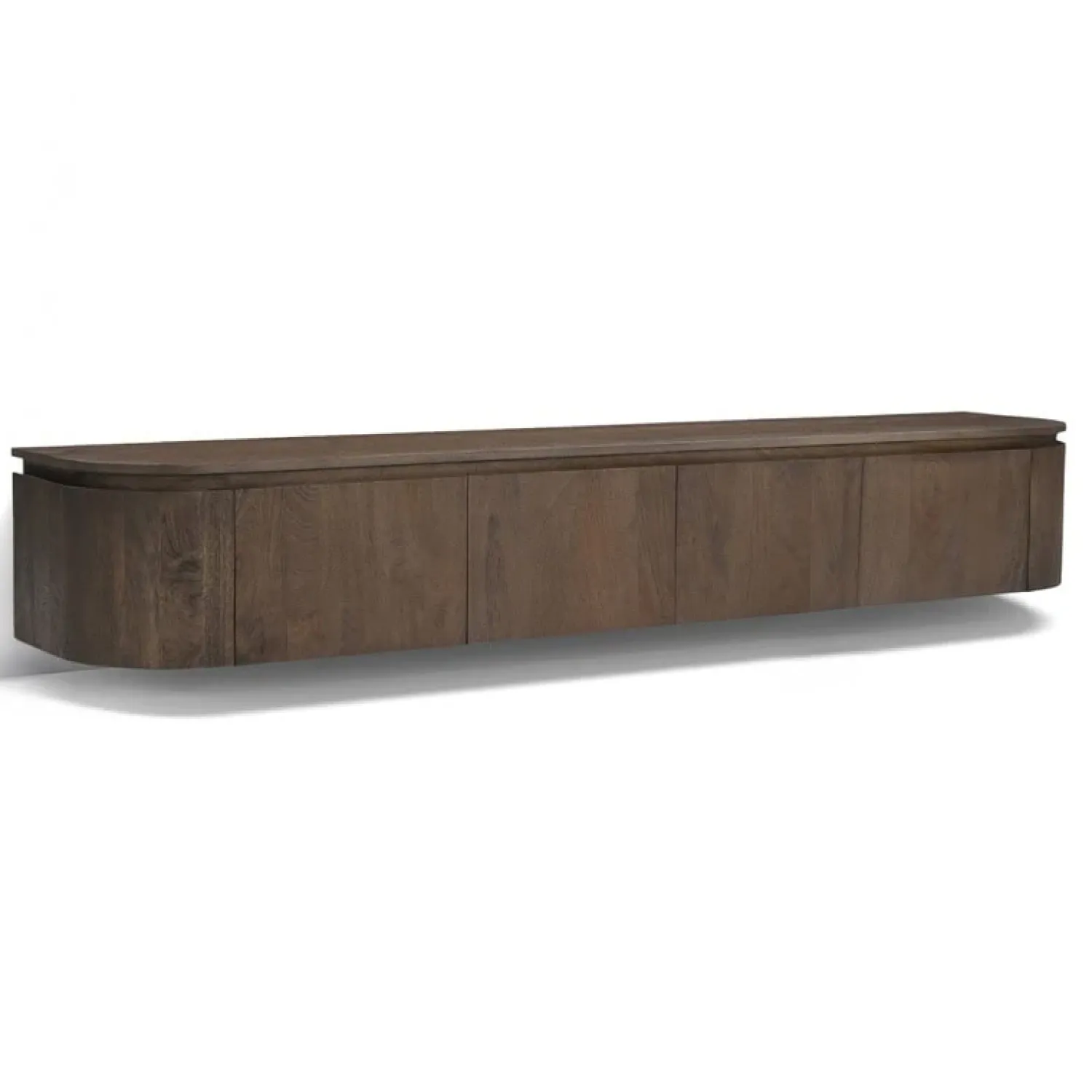Livingfurn Industriele Kasten|Tv Meubels|Cortez Zwevend Tv meubel rond walnoot 220cm