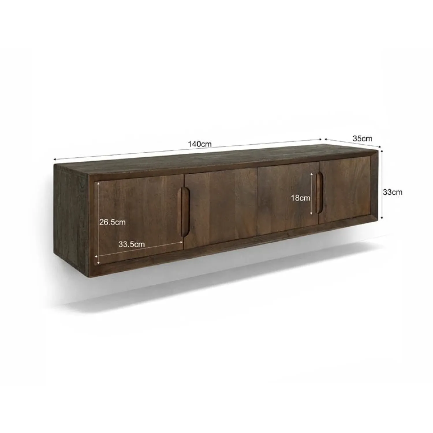 Livingfurn Industriele Kasten|Tv Meubels|Cortez Zwevend Tv meubel walnoot 140cm