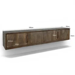 Livingfurn Industriele Kasten|Tv Meubels|Cortez Zwevend Tv meubel walnoot 180cm