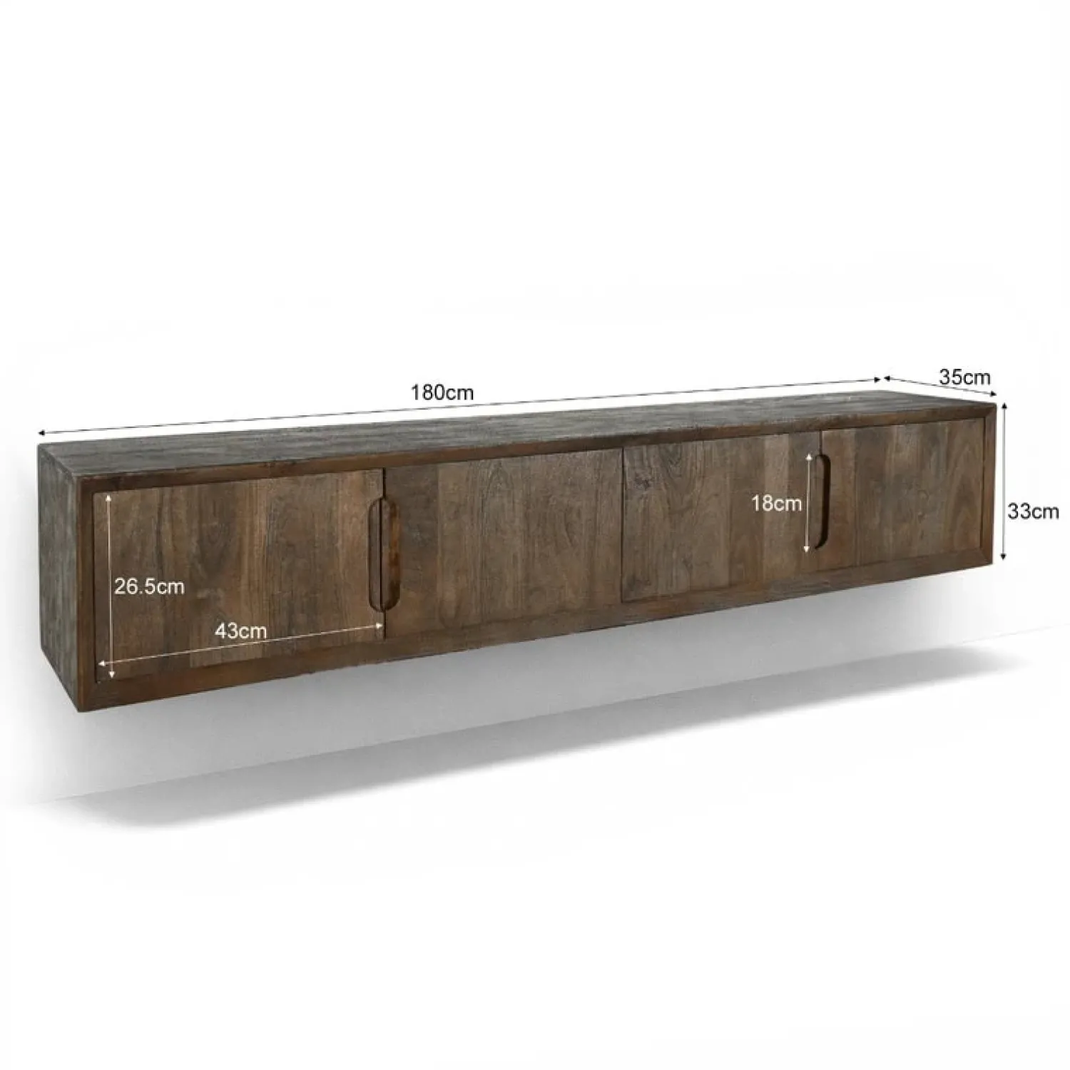 Livingfurn Industriele Kasten|Tv Meubels|Cortez Zwevend Tv meubel walnoot 180cm