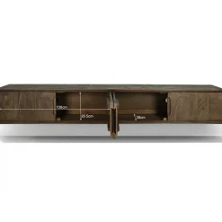 Livingfurn Industriele Kasten|Tv Meubels|Cortez Zwevend Tv meubel walnoot 220cm