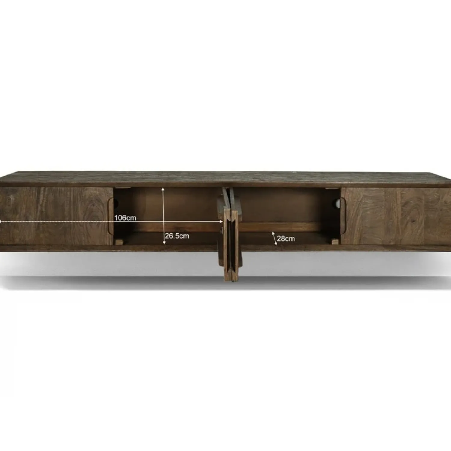 Livingfurn Industriele Kasten|Tv Meubels|Cortez Zwevend Tv meubel walnoot 220cm