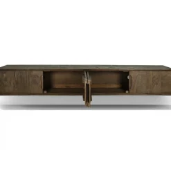 Livingfurn Industriele Kasten|Tv Meubels|Cortez Zwevend Tv meubel walnoot 220cm