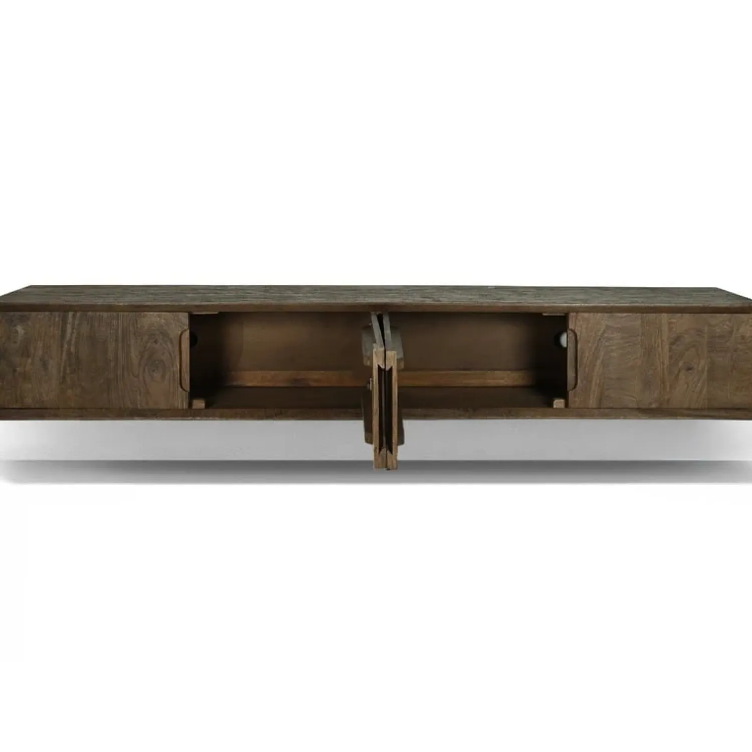 Livingfurn Industriele Kasten|Tv Meubels|Cortez Zwevend Tv meubel walnoot 220cm