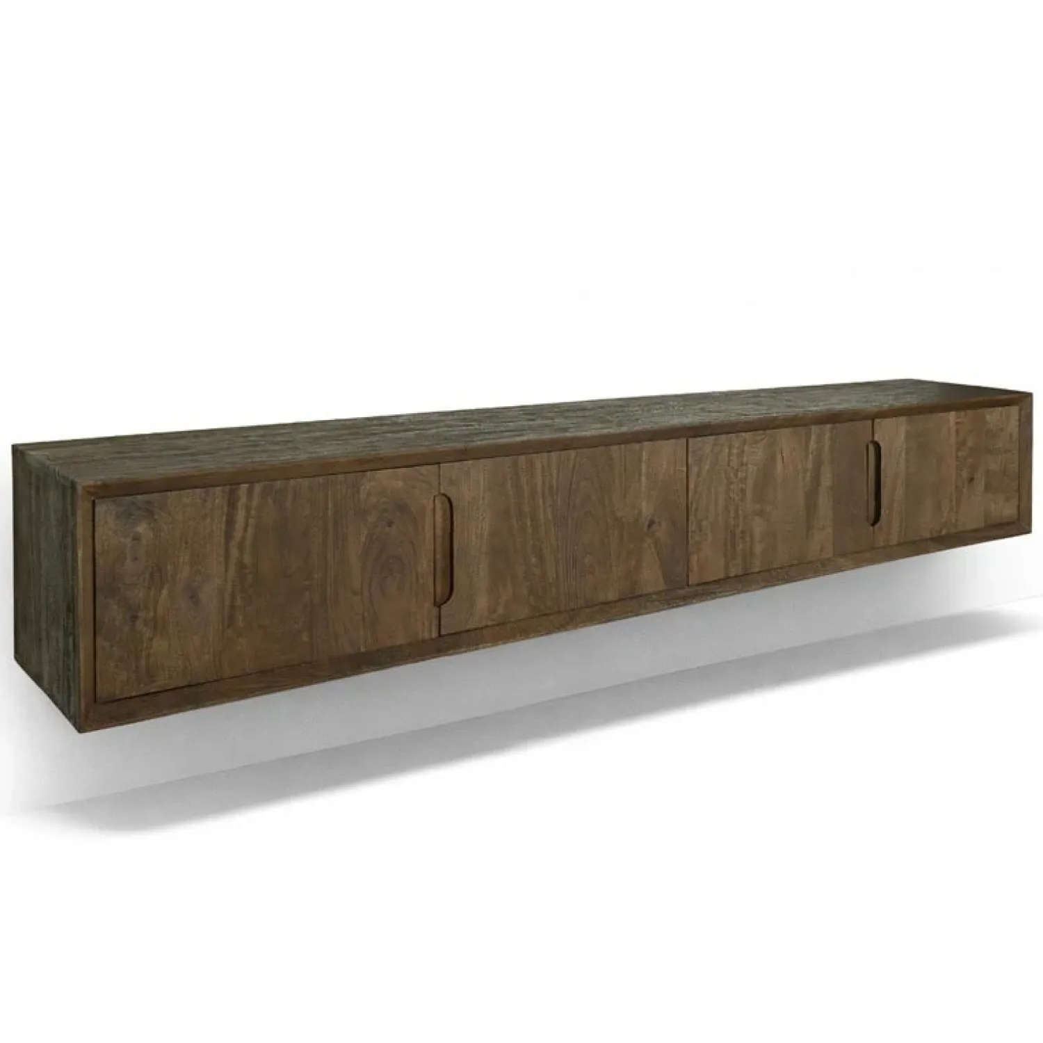 Livingfurn Industriele Kasten|Tv Meubels|Cortez Zwevend Tv meubel walnoot 220cm