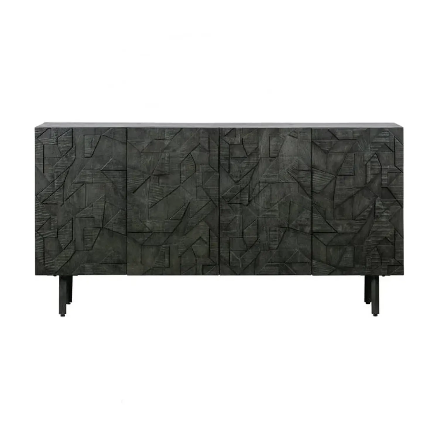 WOOOD Dressoirs|Industriele Kasten|Counter Dressoir hout/metaal zwart 160cm